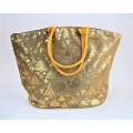 9225 - GOLD TREES PRINT DESIGN CANVAS TOTE